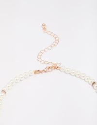 Rose Gold Pearl Necklace, Earrings & Bracelet Set - link has visual effect only