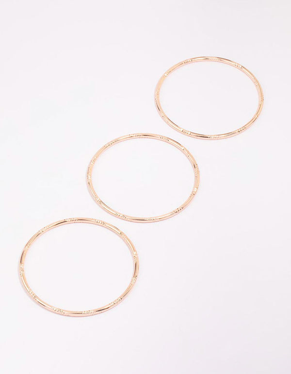 Rose Gold Textured Bangle 3-Pack