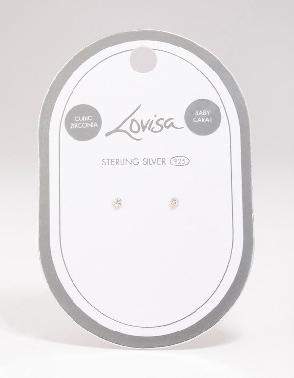 Sterling Silver Baby Cubic Zirconia Stud Earrings