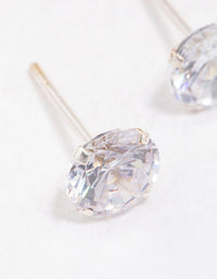 Sterling Silver Round Cubic Zirconia Stud Earrings - link has visual effect only