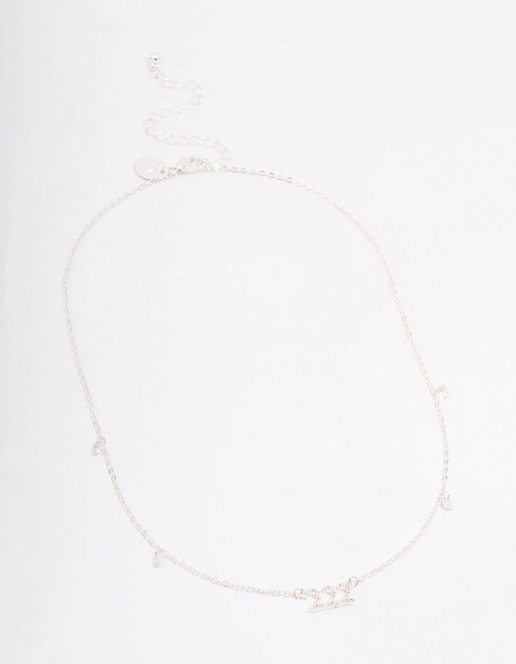 Silver Plated 222 Angel Number Cubic Zirconia Chain Necklace