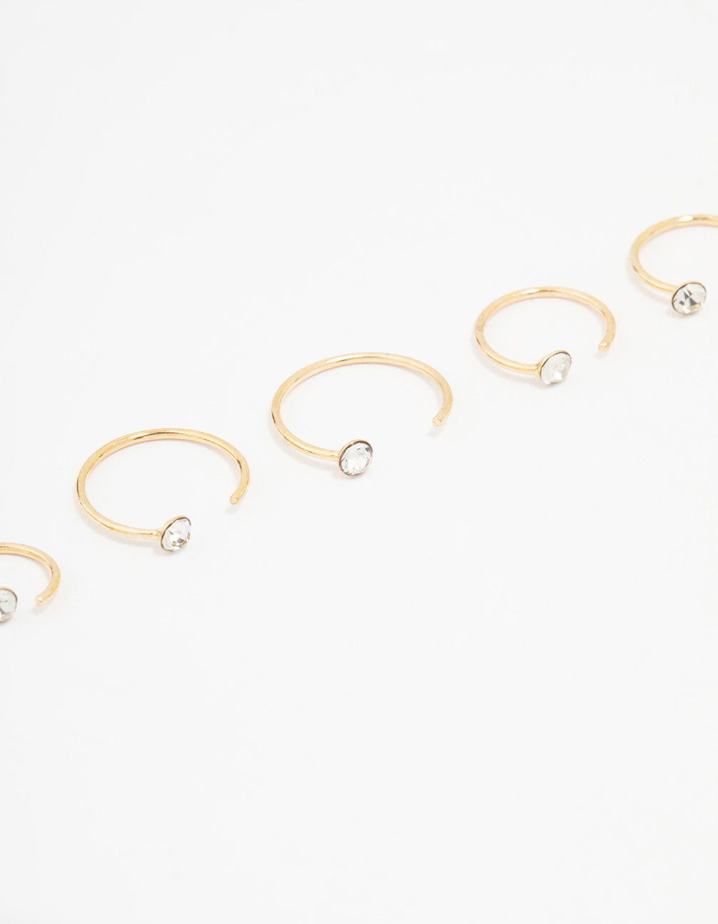 Gold Plated Surgical Steel Diamante Faux Nose Piercing Pack