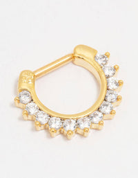Gold Plated Surgical Steel Round Cubic Zirconia Septum Piercing - link has visual effect only