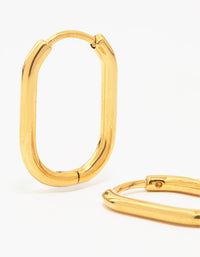 Gold Plated Surgical Steel Rounded Rectangular Hoop Earrings - link has visual effect only