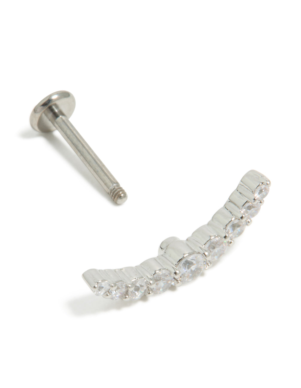Titanium Cubic Zirconia Crawler Single Flat Back