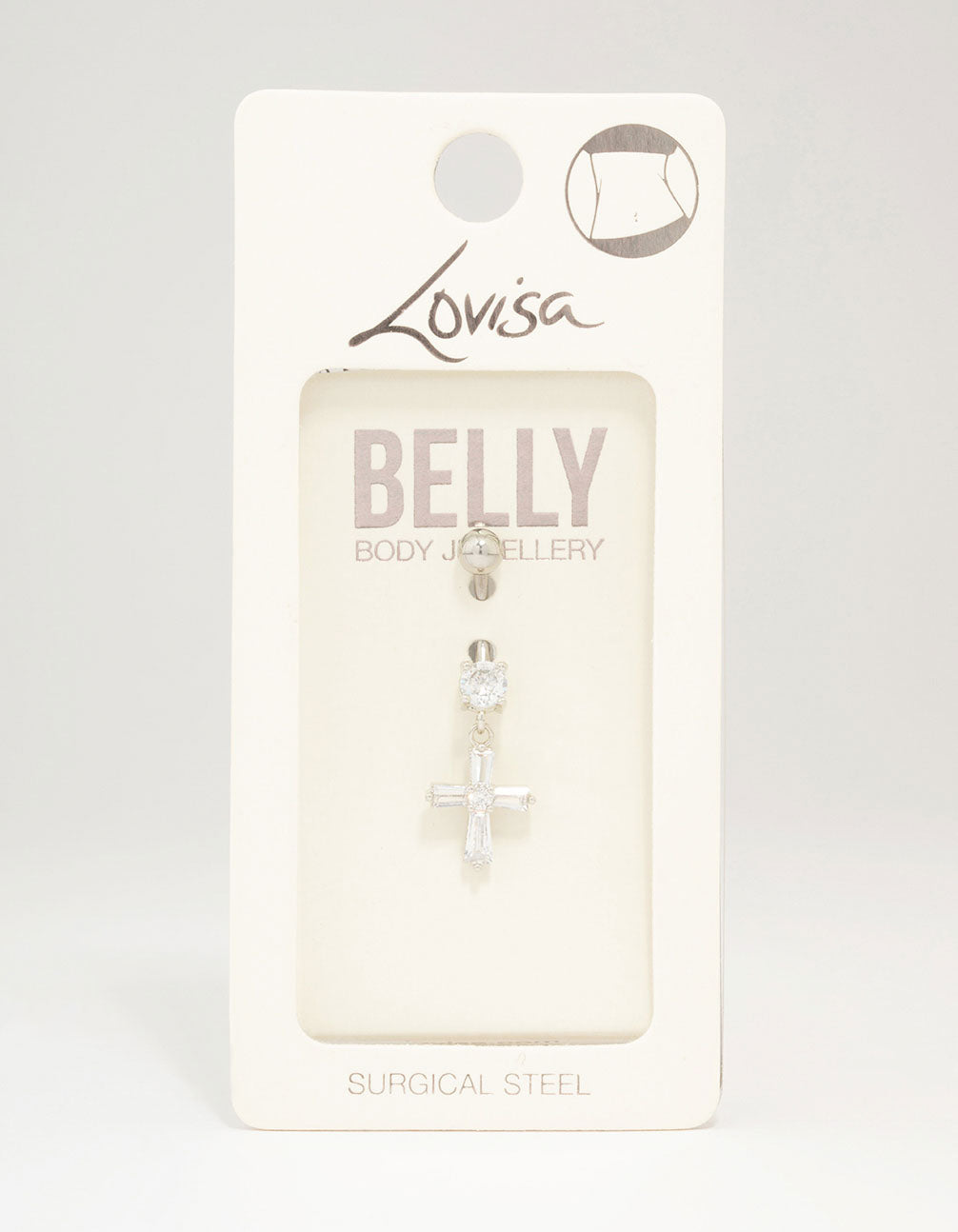 Surgical Steel Baguette Cross Drop Belly Piercing