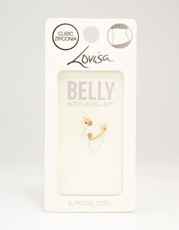 Gold Plated Surgical Steel Twisted Butterfly Belly Piercing