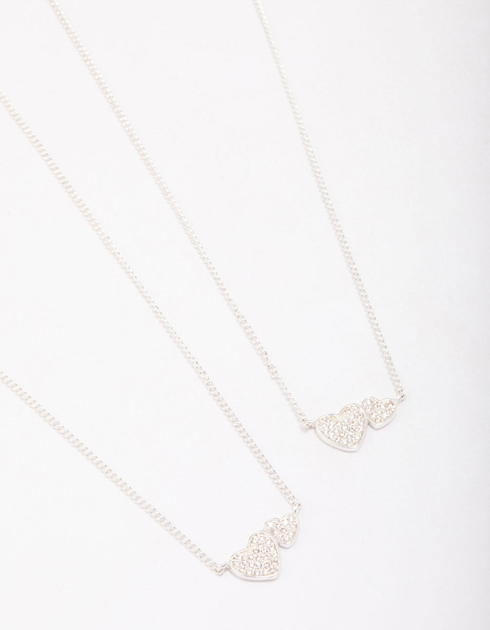 Silver Plated Cubic Zirconia Interlinked Heart Necklace Pack