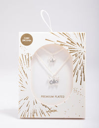 Silver Plated Link Butterfly Pendant Necklace Pack - link has visual effect only