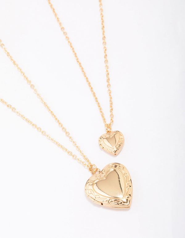 Gold Plated Ornate Heart Pendant Necklace Pack Lovisa
