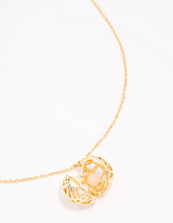 Gold Plated Sphere Pendant Necklace