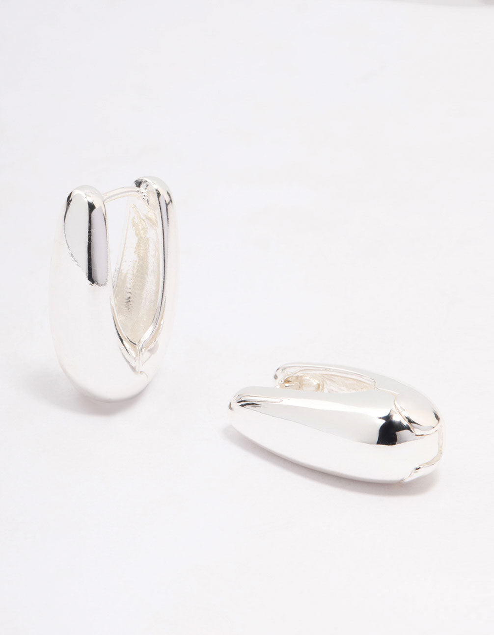 Silver Plated Slim Teardrop Hoop Earrings