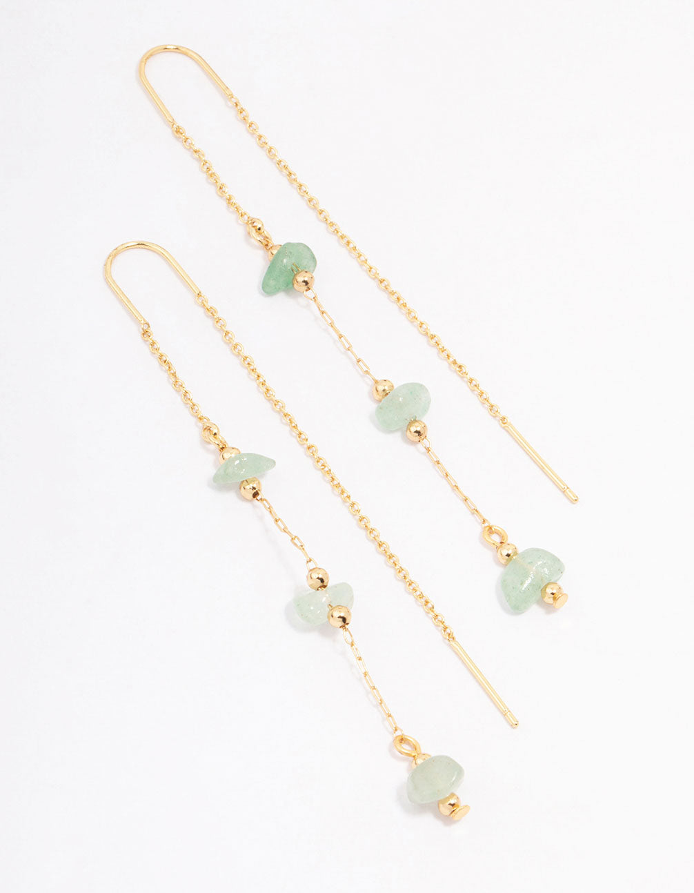 Gold Plated Semi-Precious Trio Stone Drop Earrings