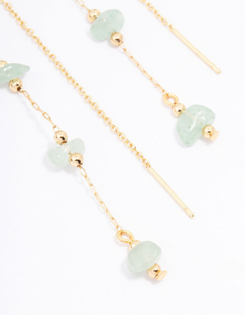 Gold Plated Semi-Precious Trio Stone Drop Earrings