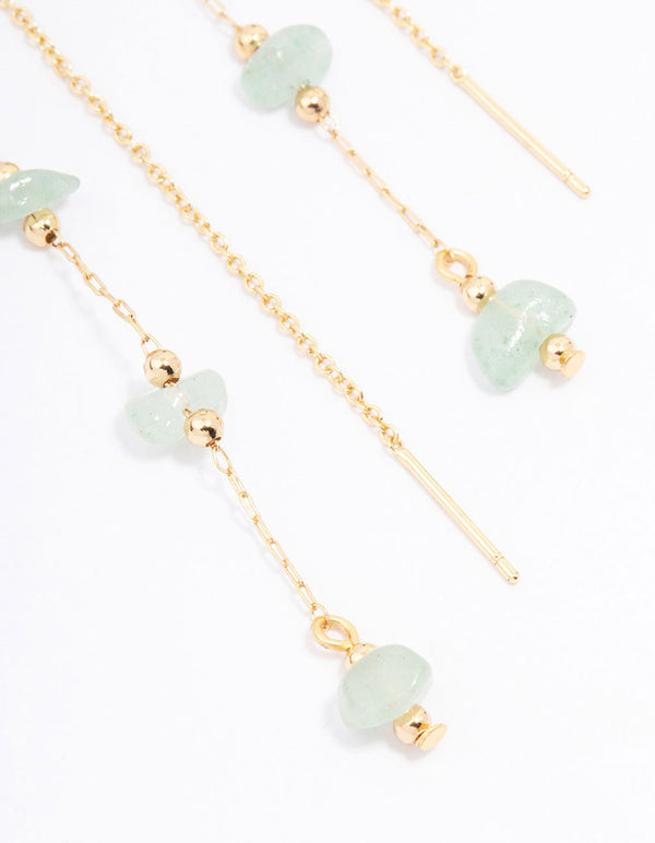 Gold Plated Semi-Precious Trio Stone Drop Earrings