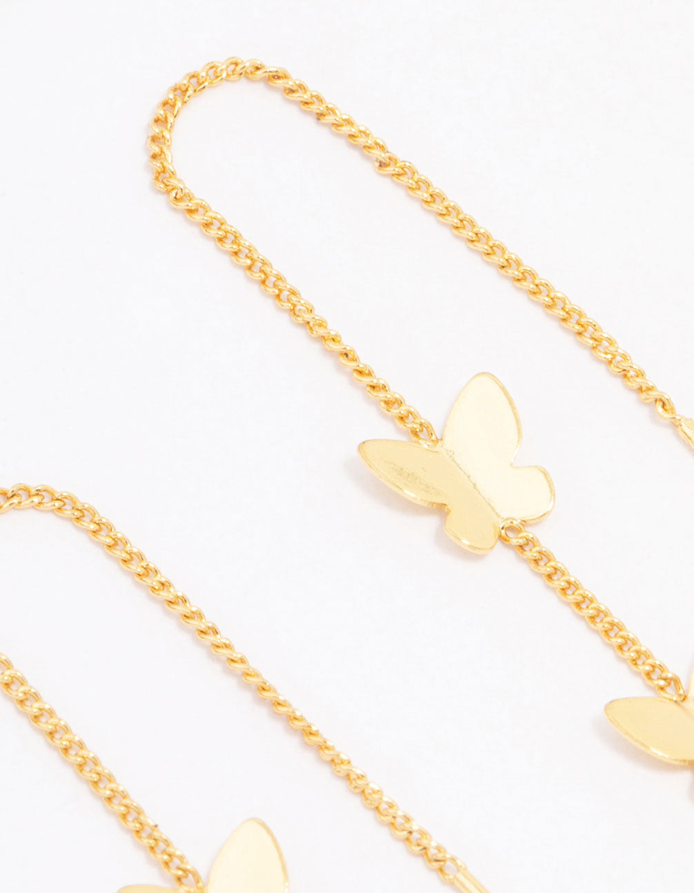 Gold Plated Butterfly Trio Drop Earrings