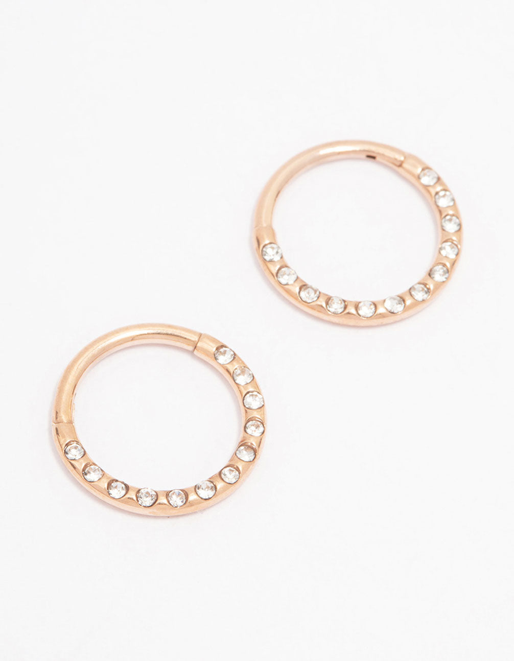 Rose Gold Plated Surgical Steel Pave Hoop Earrings