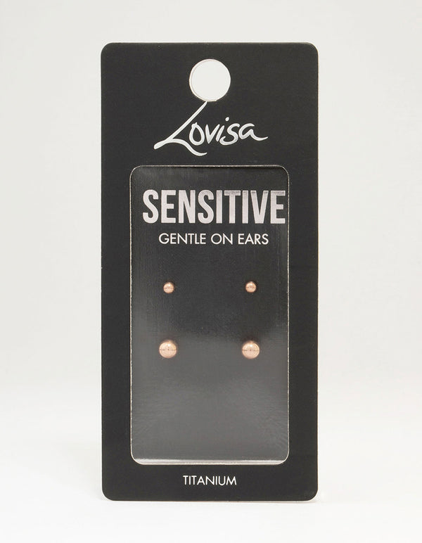 Rose Gold Plated Surgical Steel Graduating Ball Stud Earring Pack