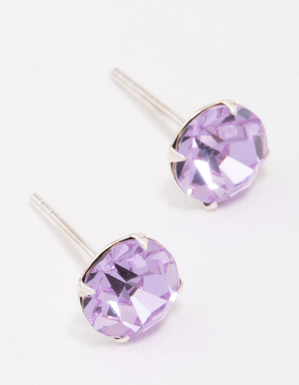 Sterling Silver Lilac Czech Crystal Stud Earrings