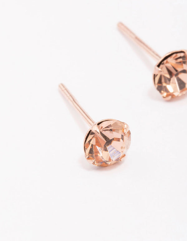Rose Gold Plated Sterling Silver Czech Crystal Small Stud Earrings