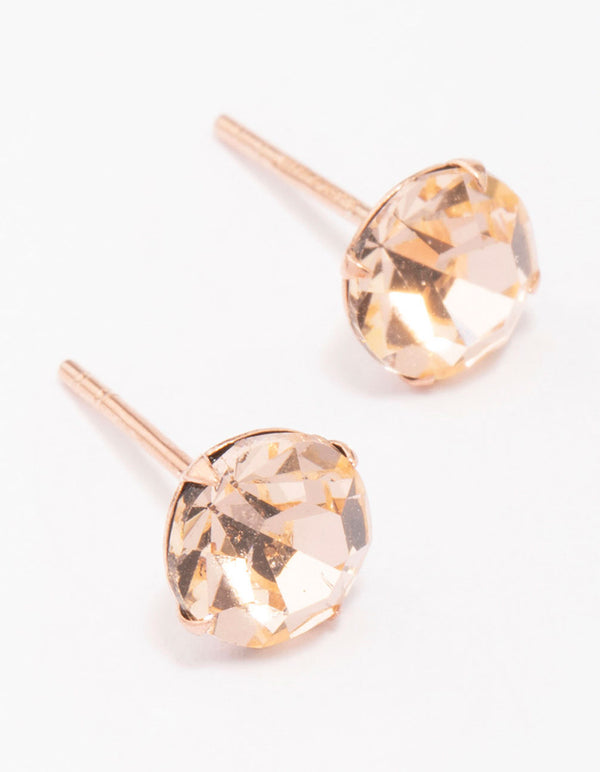 Rose Gold Plated Sterling Silver Czech Crystal Stud Earrings
