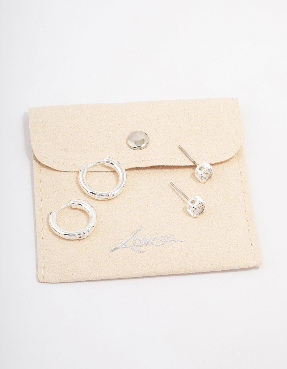 Silver Diamante Stud & Hoop Earring Pack