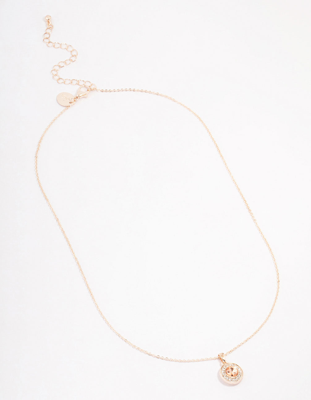 Rose Gold Diamante Halo Pendant Necklace