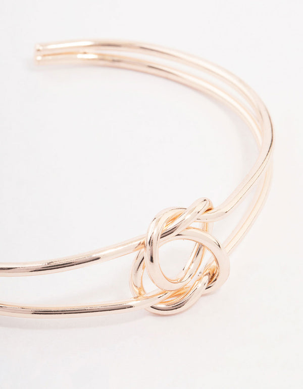 Rose Gold Pretzel Open Wrist Cuff