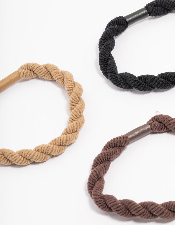 Neutral Fabric Detailed Hair Tie 5-Pack