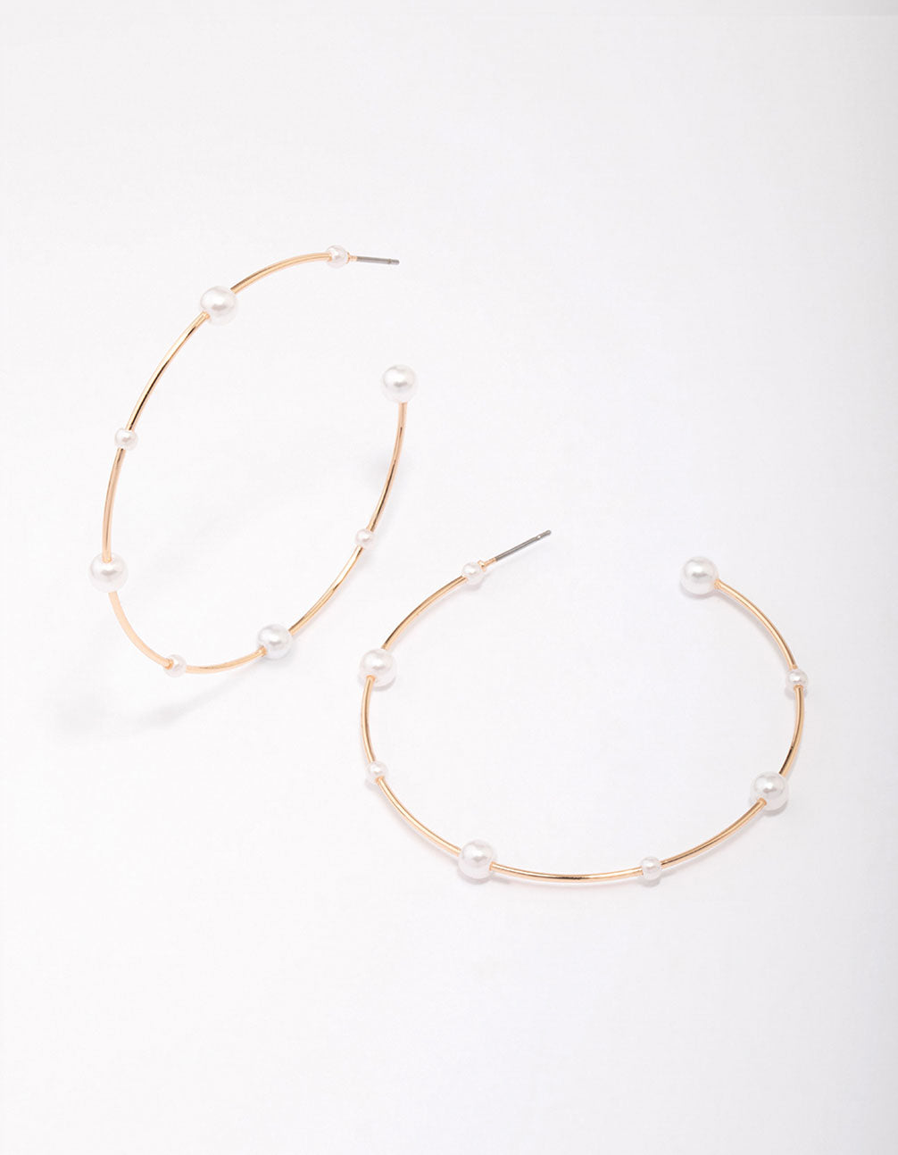 Gold Fine Pearl Hoop Earrings