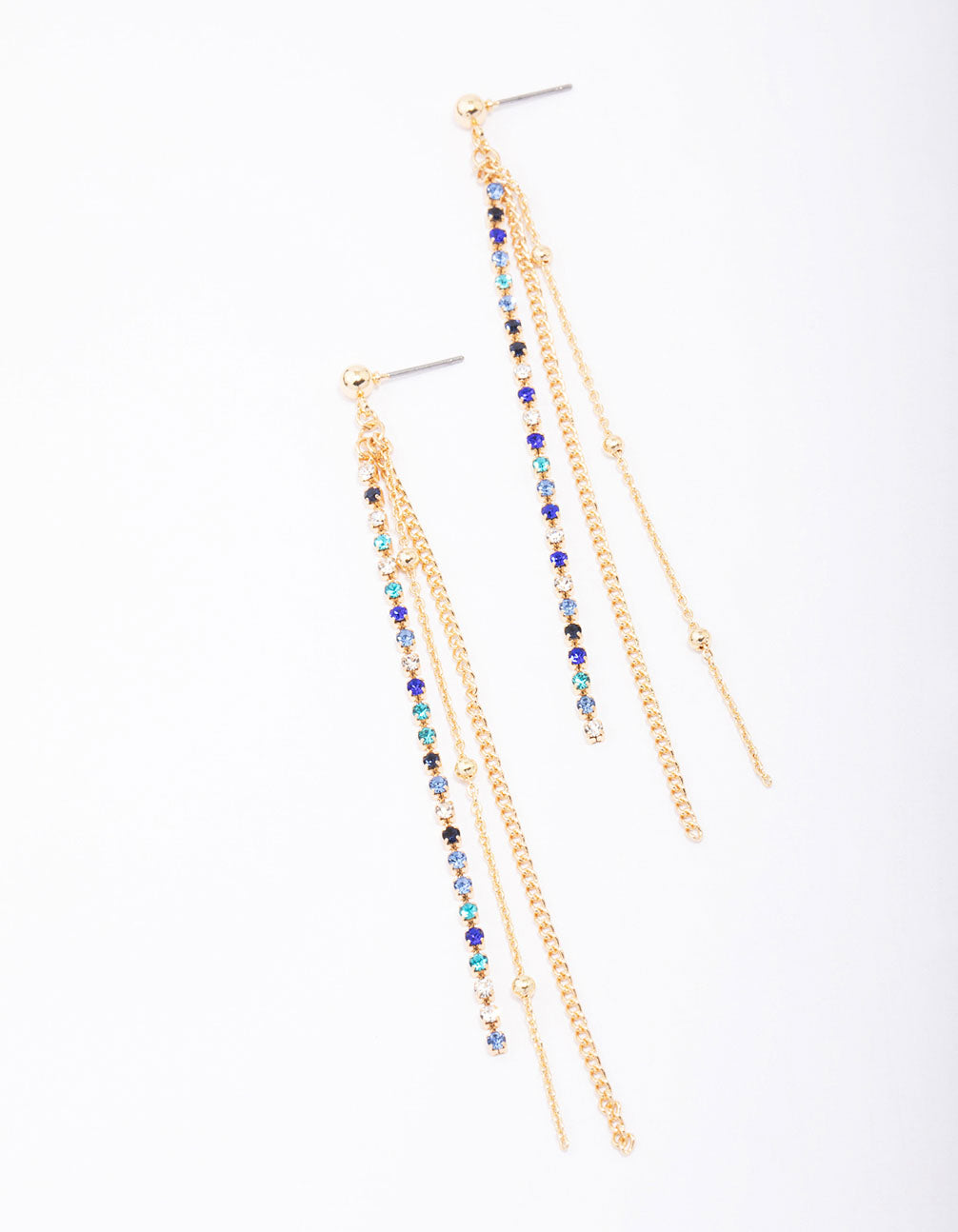 Gold Bling Chain Trio Chain Drop Earrings