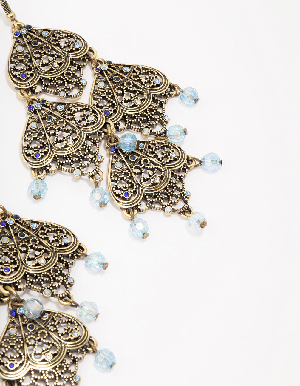 Antique Gold Filigree Beaded Drop Earrings