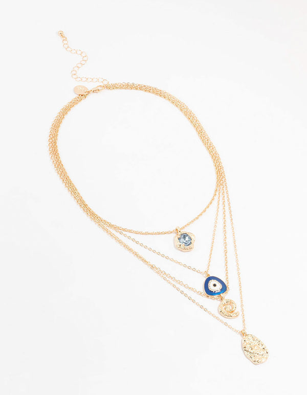 Gold Swirl 3 Layered Necklace