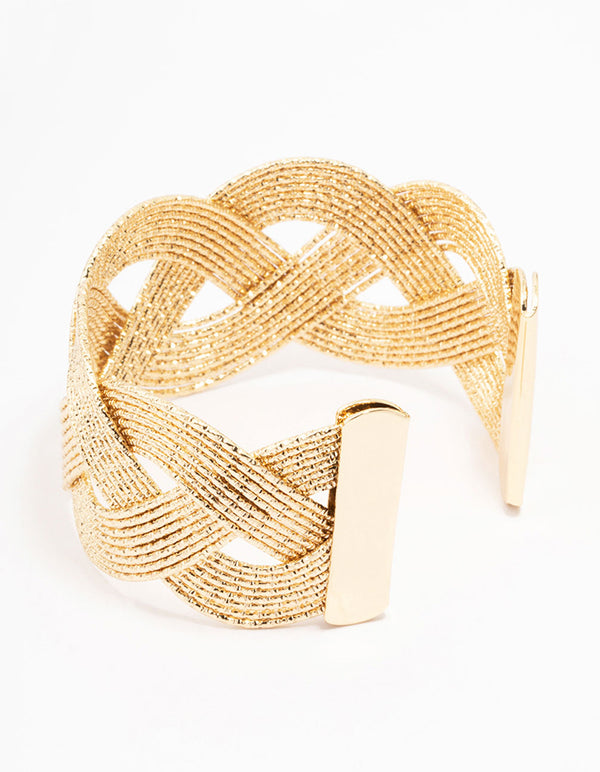 Gold Textured Woven Wrist Cuff