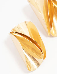 Worn Gold Folded Stud Earrings - link has visual effect only