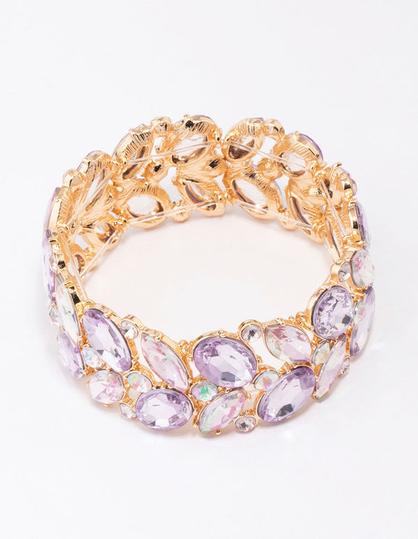 Gold Lilac Cluster Stone Medium Bracelet