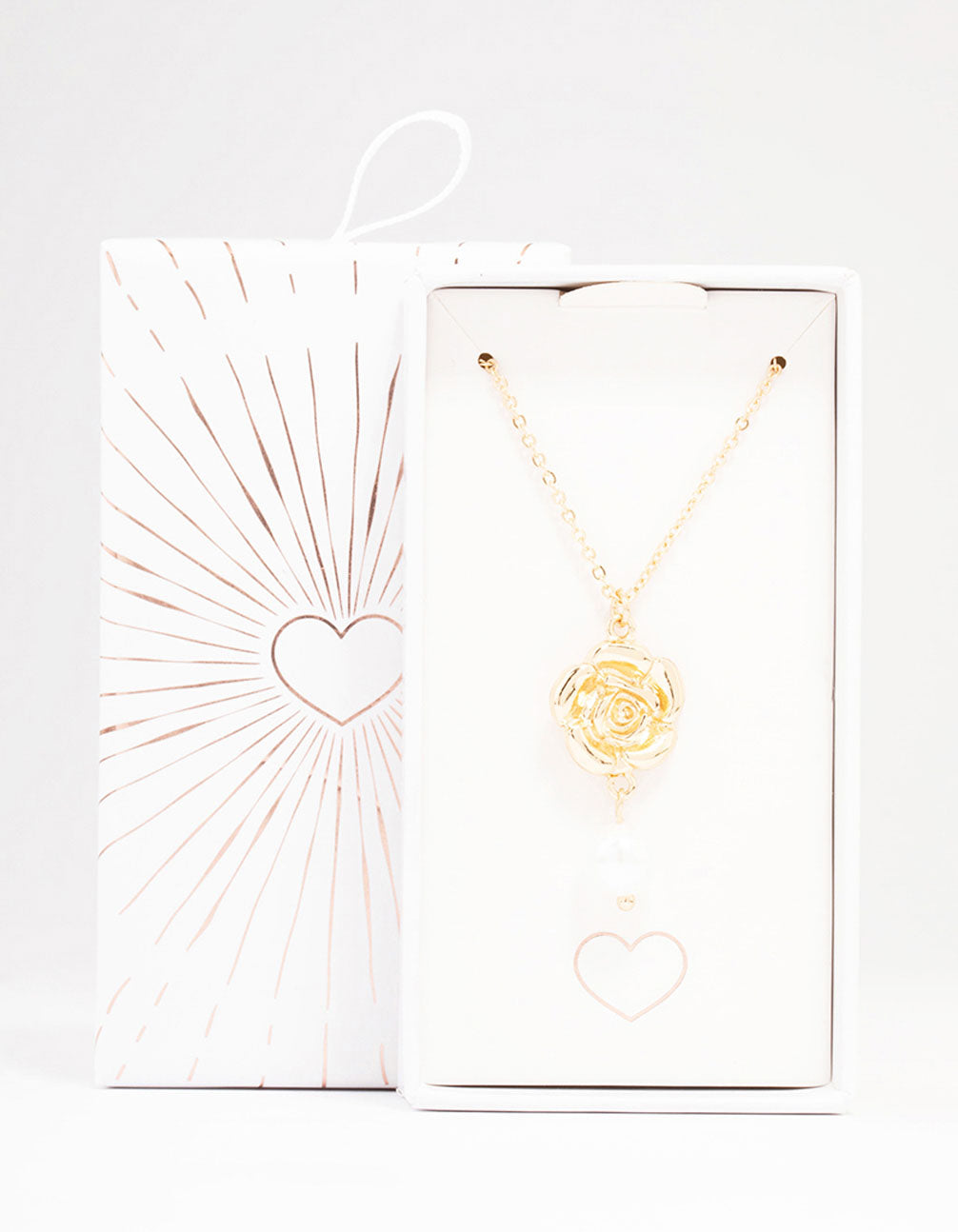 Gold Rose Pearl Pendant Necklace