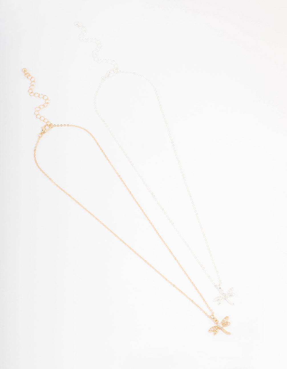 Gold & Silver Dragonfly Necklace 2-Pack