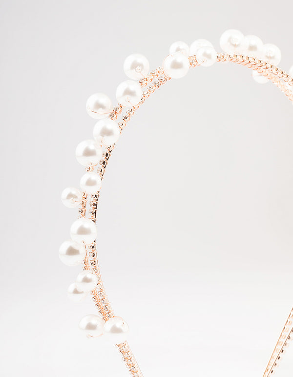 Rose Gold Scattered Pearl Headband