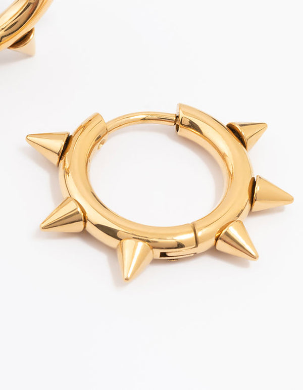 Gold Plated Surgical Steel Classic Spikey Huggie Earrings
