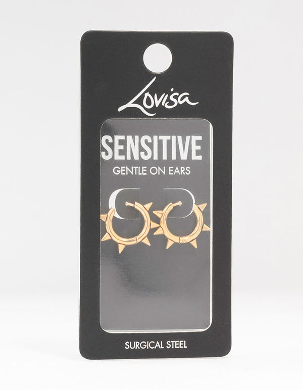 Gold Plated Surgical Steel Classic Spikey Huggie Earrings