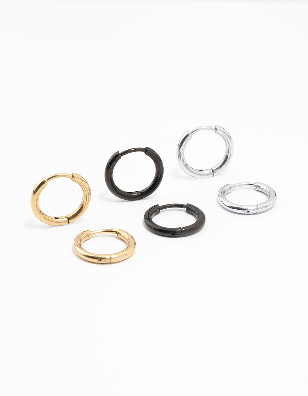 Thin Mixed Metal Hoop Earrings 3-Pack 12MM