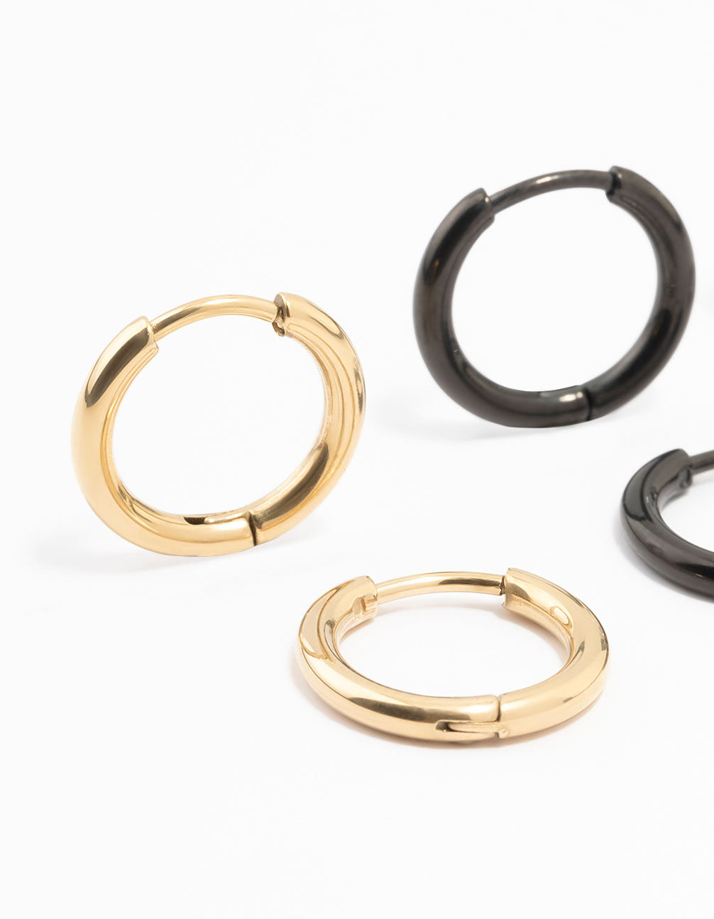 Thin Mixed Metal Hoop Earrings 3-Pack 12MM