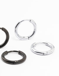 Thin Mixed Metal Hoop Earrings 3-Pack 12MM - link has visual effect only