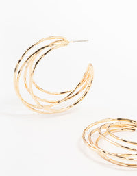 Gold 3 Row Original Hoop Earrings - link has visual effect only
