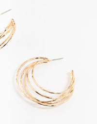 Gold 3 Row Original Hoop Earrings - link has visual effect only