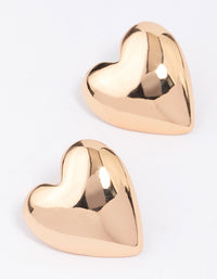 Gold Puffy Heart Stud Earrings - link has visual effect only