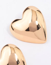 Gold Puffy Heart Stud Earrings - link has visual effect only