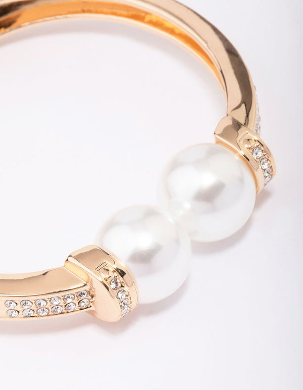 Gold Pearl Bold Wrist Cuff