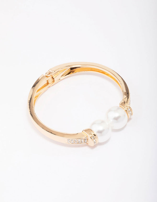 Gold Pearl Bold Wrist Cuff